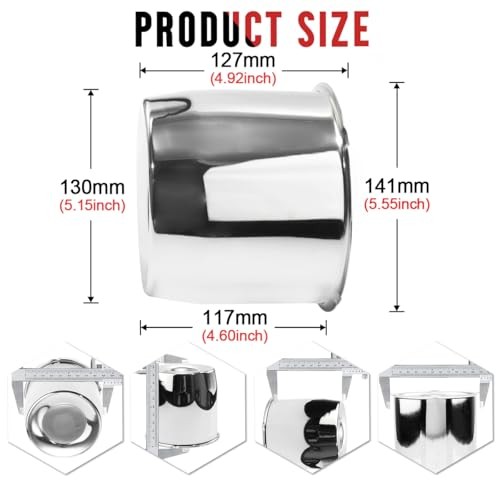 5.15in Trailer Wheel Center Caps Push 5.15″ Center Hole, 5″ Height Chrome