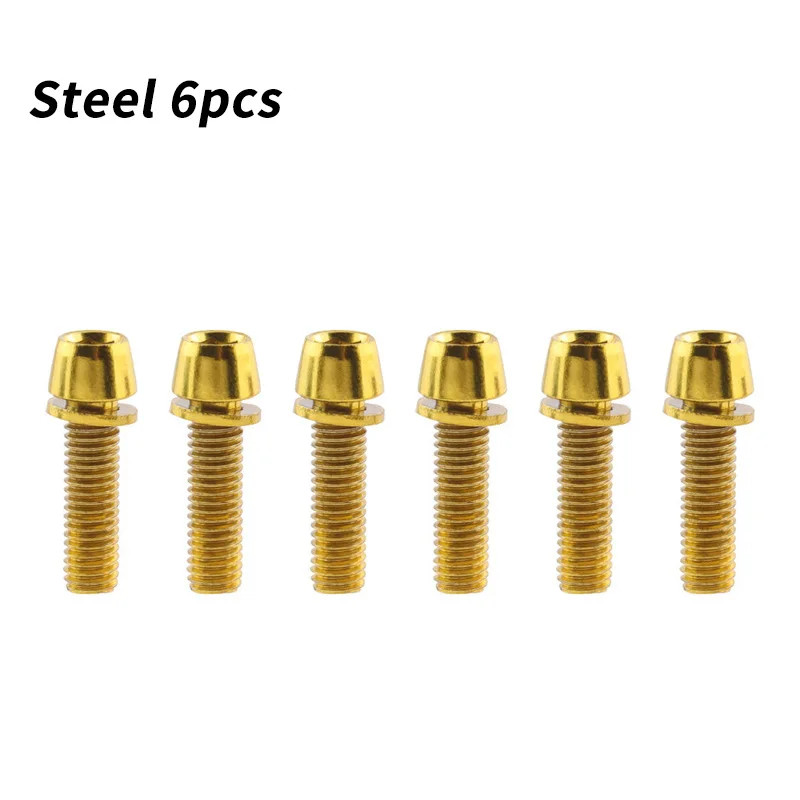 6PCS M5x17mm Bike Stem Bolts with Washers MTB Road Handlebar Stem Screws