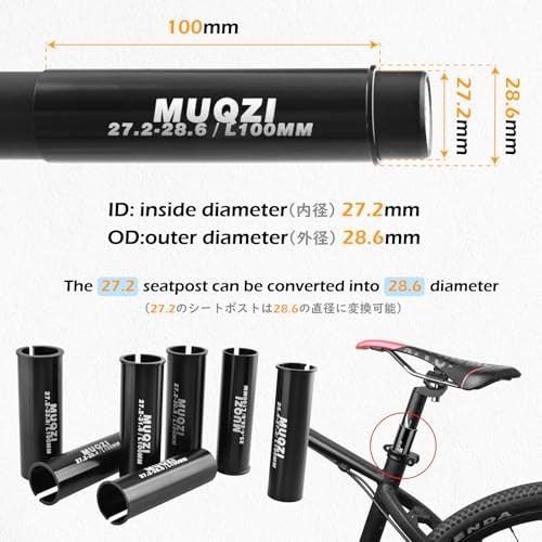 Bike Seat Post 25.4mm 27.2mm 28.6mm 30.4mm 30.8mm 27.2mm to 28.6mm 05 Black