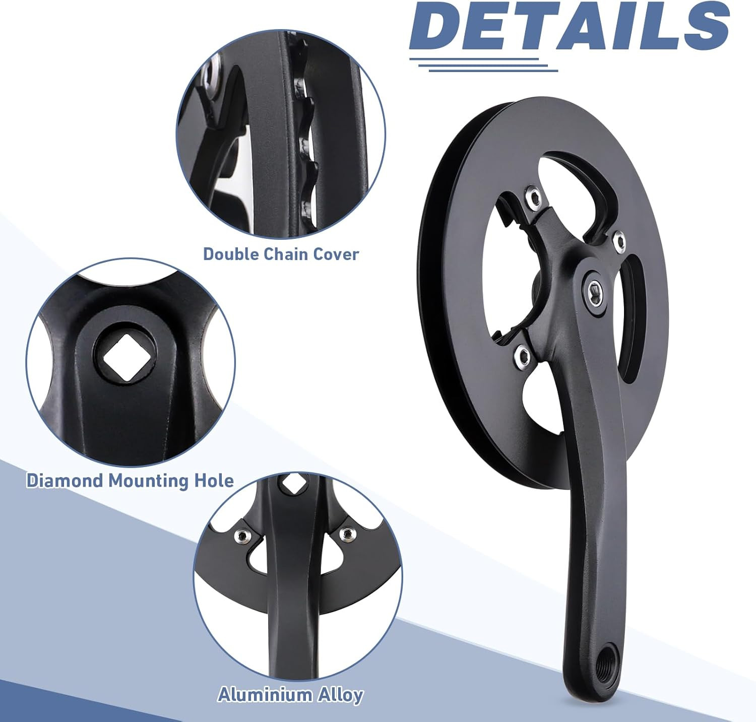 E Bike Crankset 1PCS 42T Steel Chainring Crankset with Aluminium Alloy Double Ch