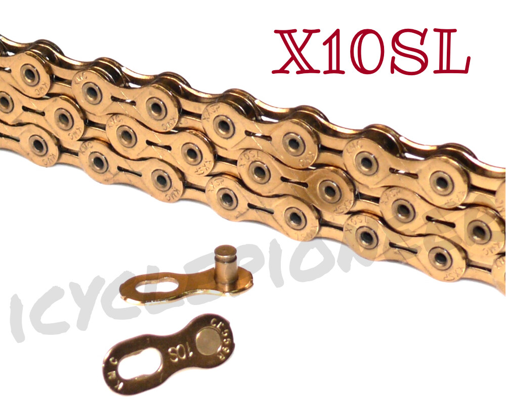 KMC X10SL Road / MTB 112 Links 10 Speed Chain New (Gold)