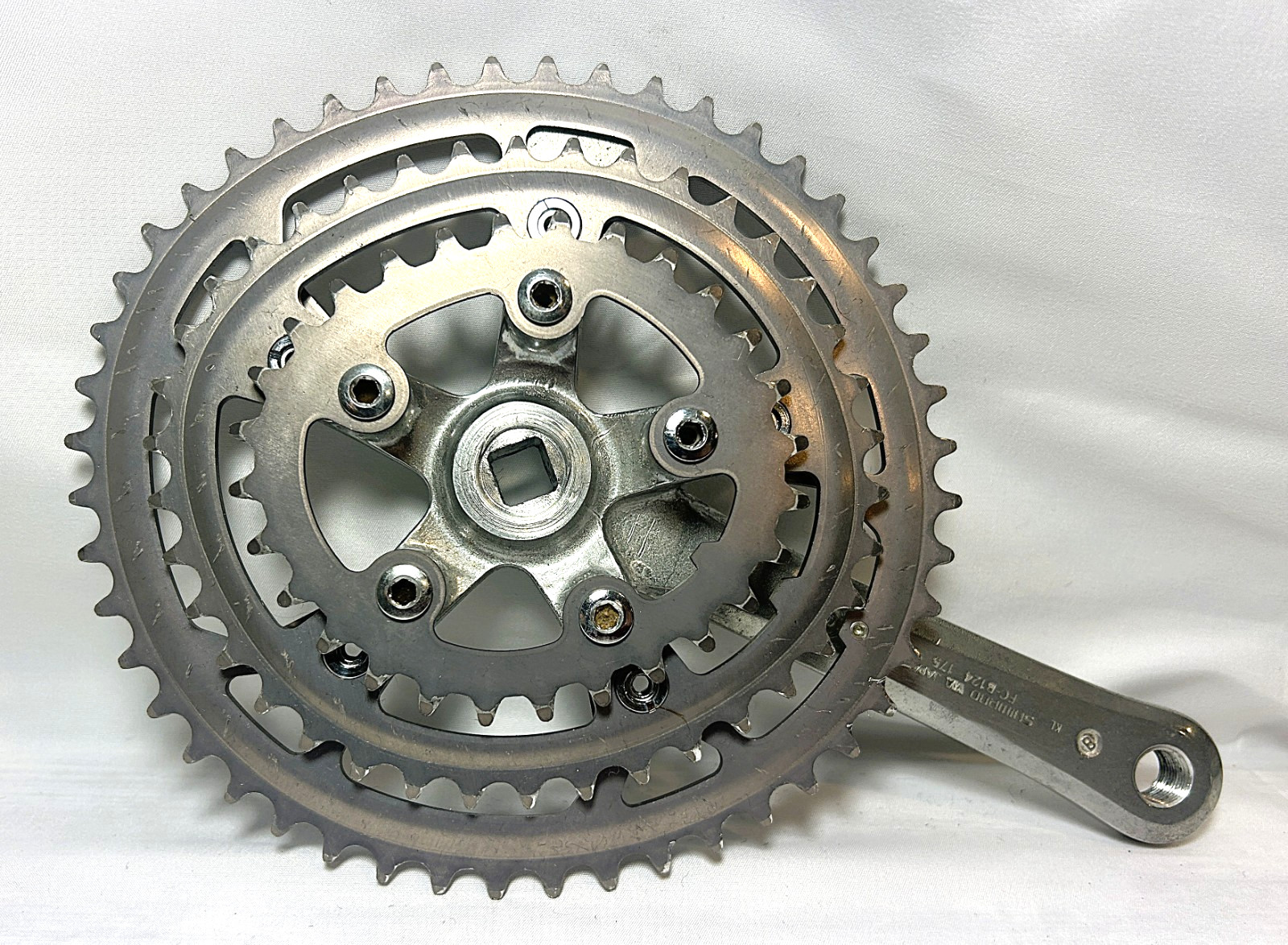 Vintage SHIMANO FC-B124 triple crankset mountain bike mtb biopace deore race xc