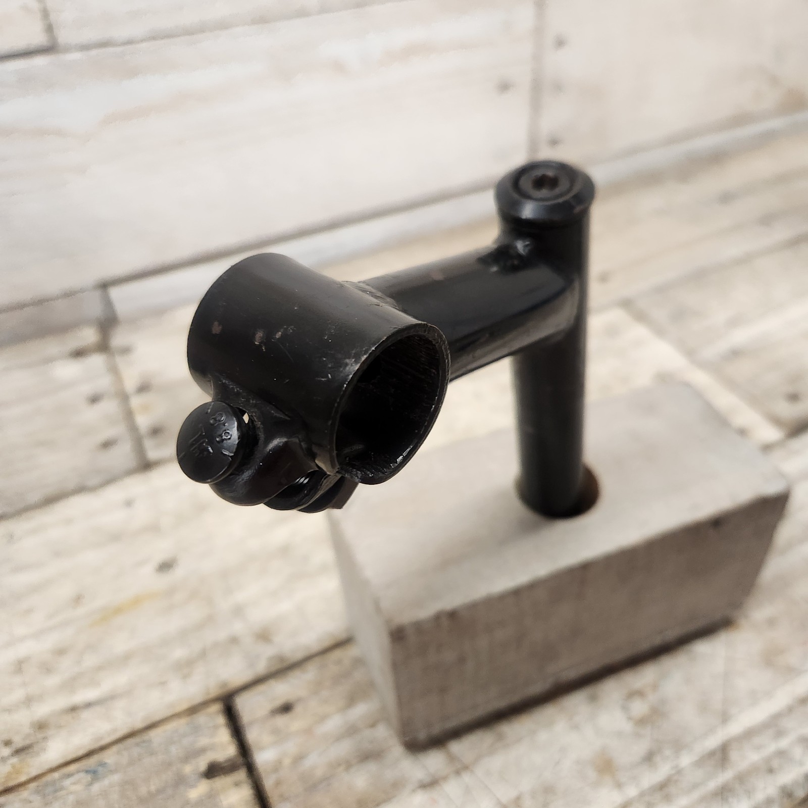 1990s Black Steel Bicycle Quill Stem 21.1mm Quill 25.4mm Clamp 80mm Reach