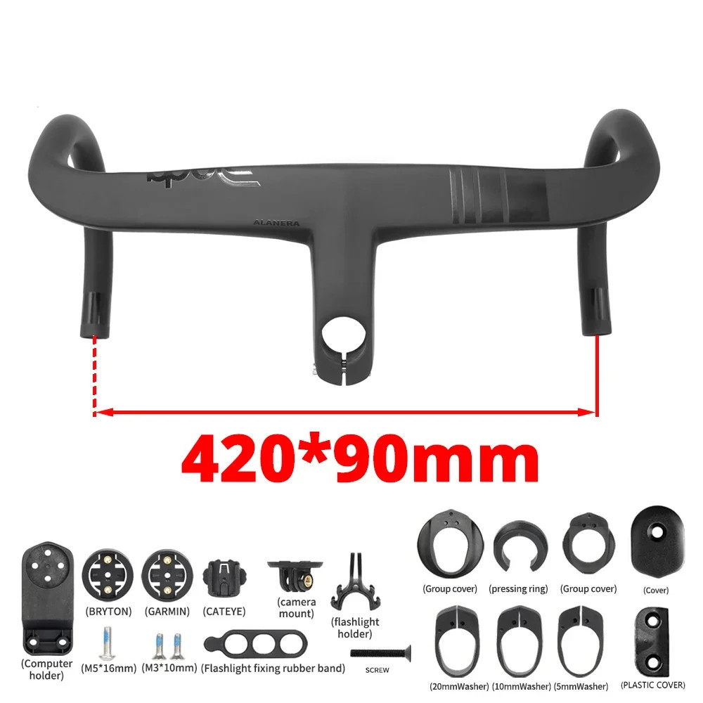Road Bike Integrated Internal Cable Carbon Handlebar 28.6mm Steer with Spacers