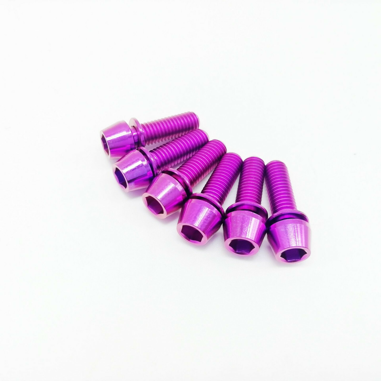 M5x16mm Titanium Ti Bike Stem Bolts Taper Head Bicycle Conical With Washers 6pcs