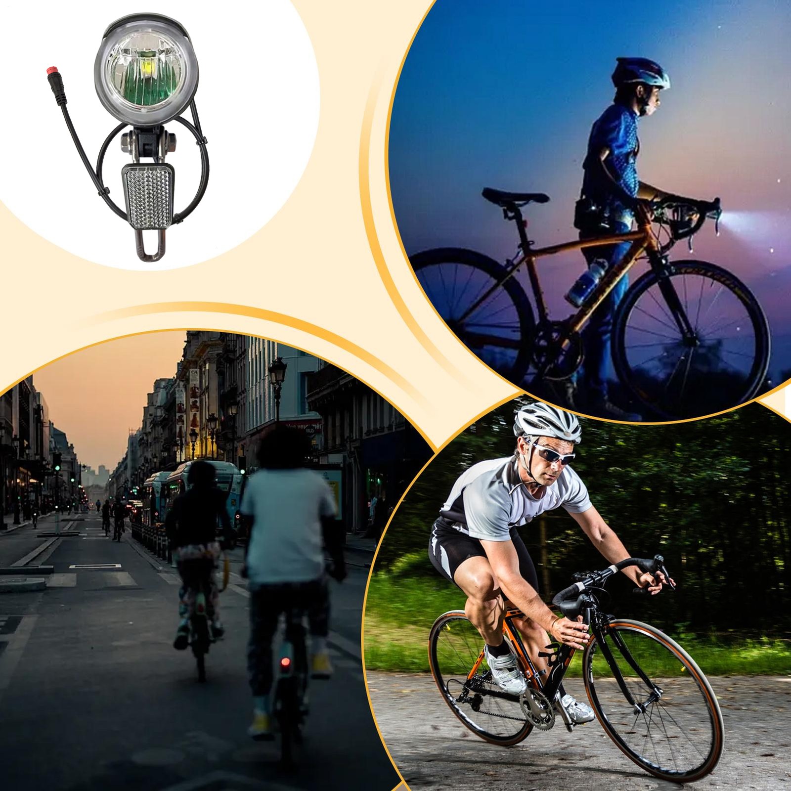 E-Bike Led Headlight 6V 12V 24V 36V 48V 60V Bicycle Light Front Headlight