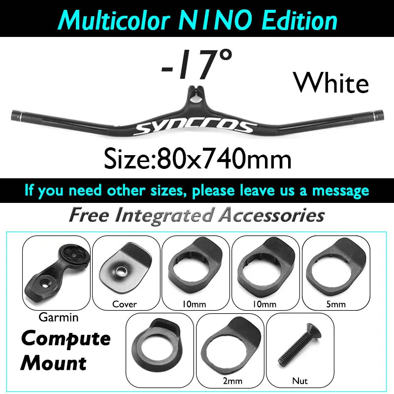 Carbon Integrated MTB Bicycle Handlebar with Stem 60-110mm -8/-17/-25 Degree