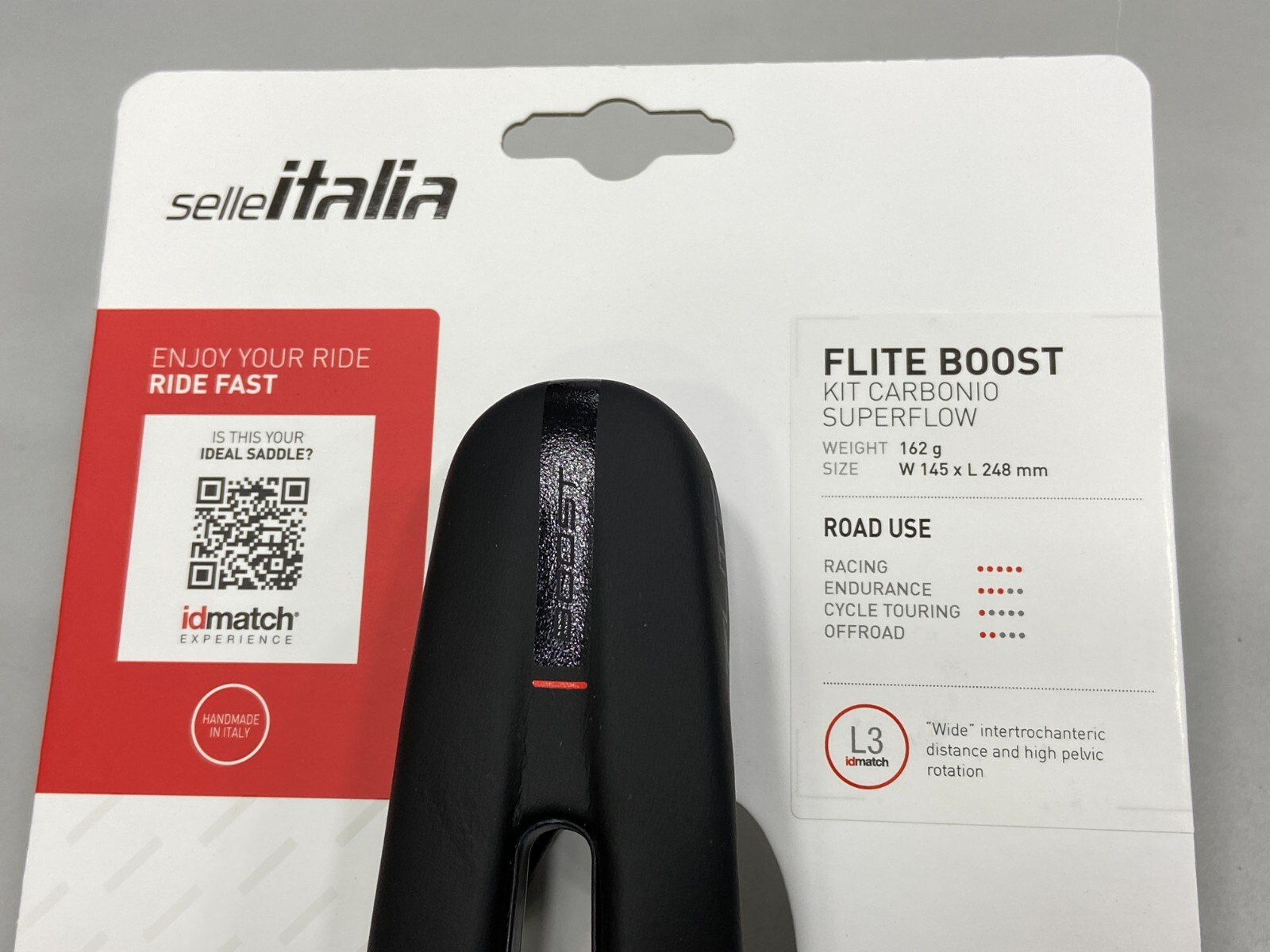 Selle Italia Flite Boost Kit Carbonio Superflow 145x250mm L3 Carbon Rail Saddle