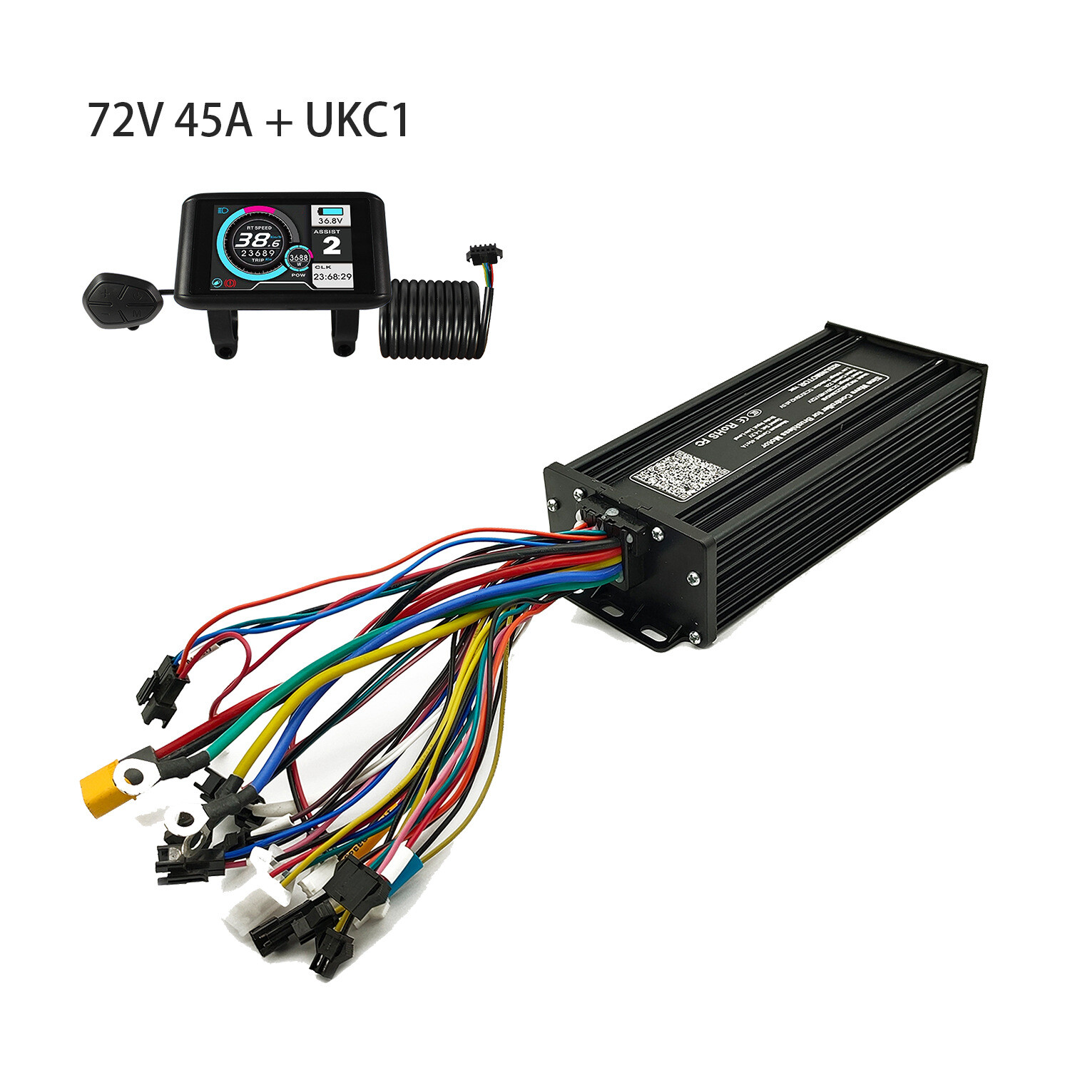 EBike 48V/52V/60V/72V 45A 1500W-3000W Sine Wave Controller SW900/UKC1 Display