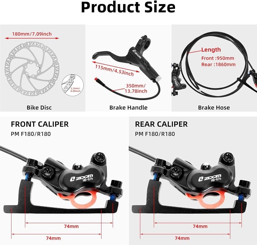 Z00M HB876E 2-PIN 4-Pistons E-Bike Electric Power-Off Zoom 160mm-Black