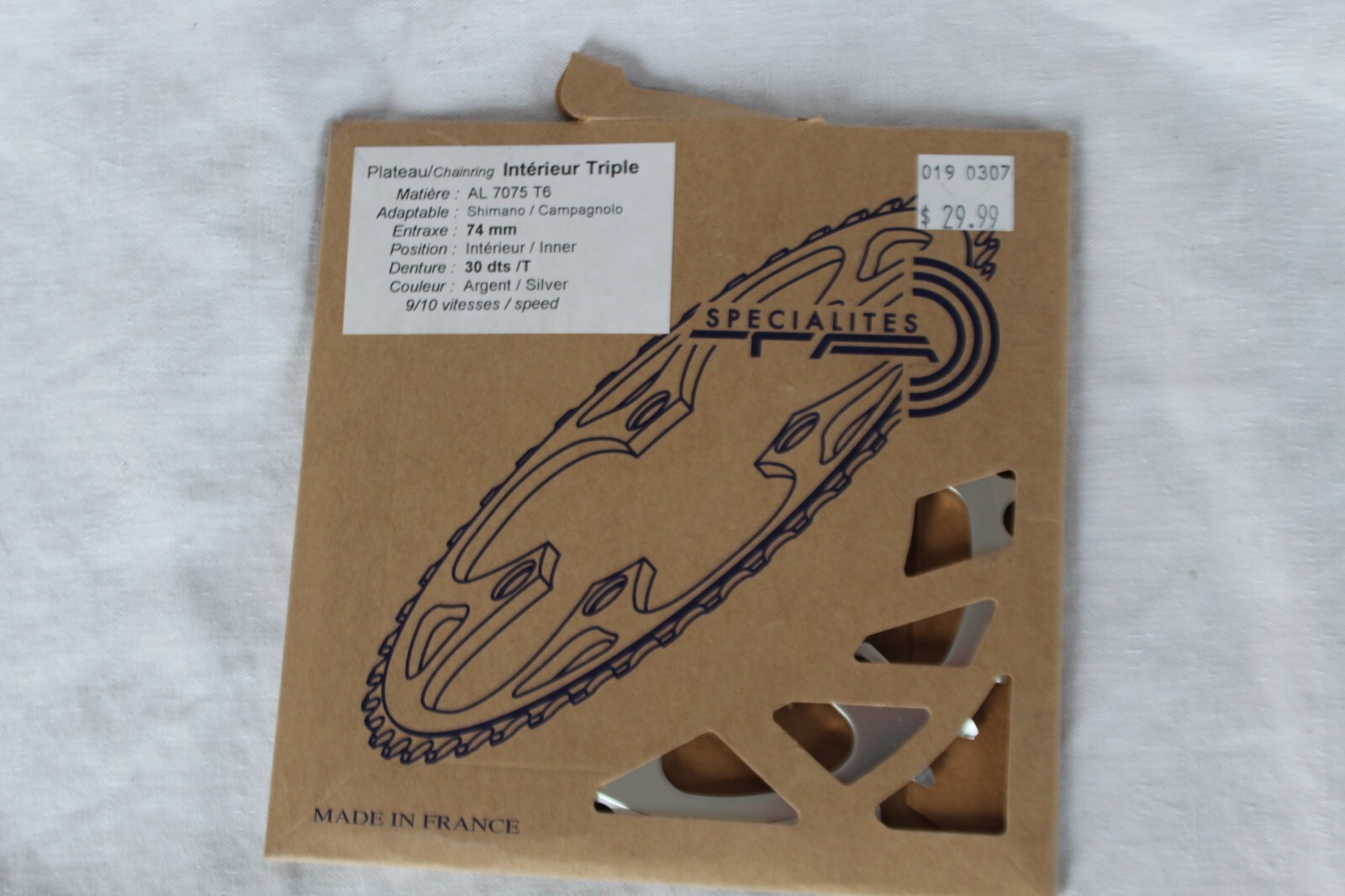 Specialites ZEPHYR 30T 74 mm Chainring Silver 9/10 Speed NOS Triple 7075 T6