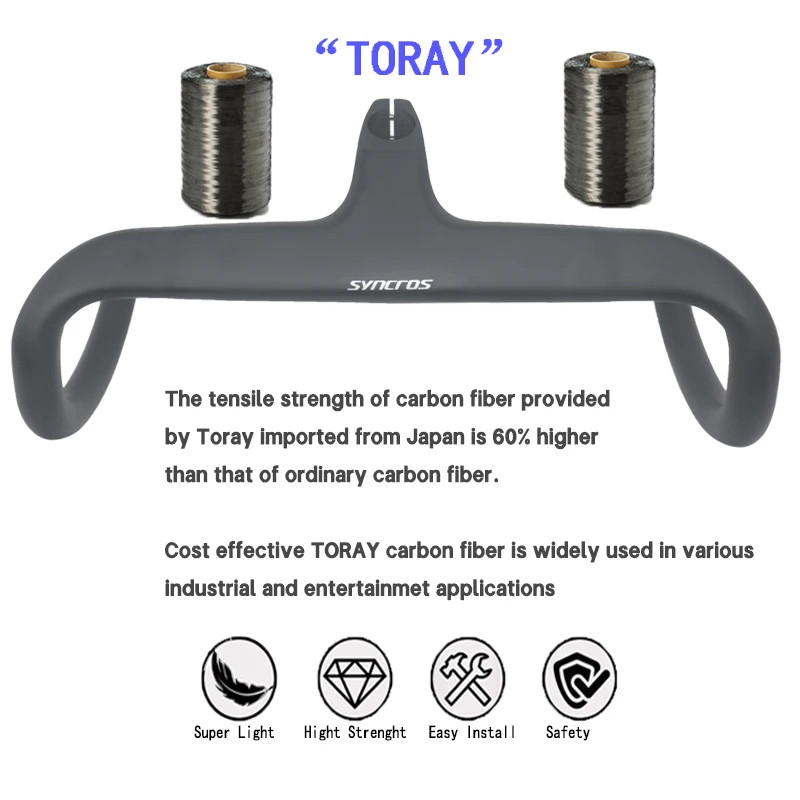 Syncros Carbon Road Bicycle Internal Cable Integrated drop bar With Spacers -10°