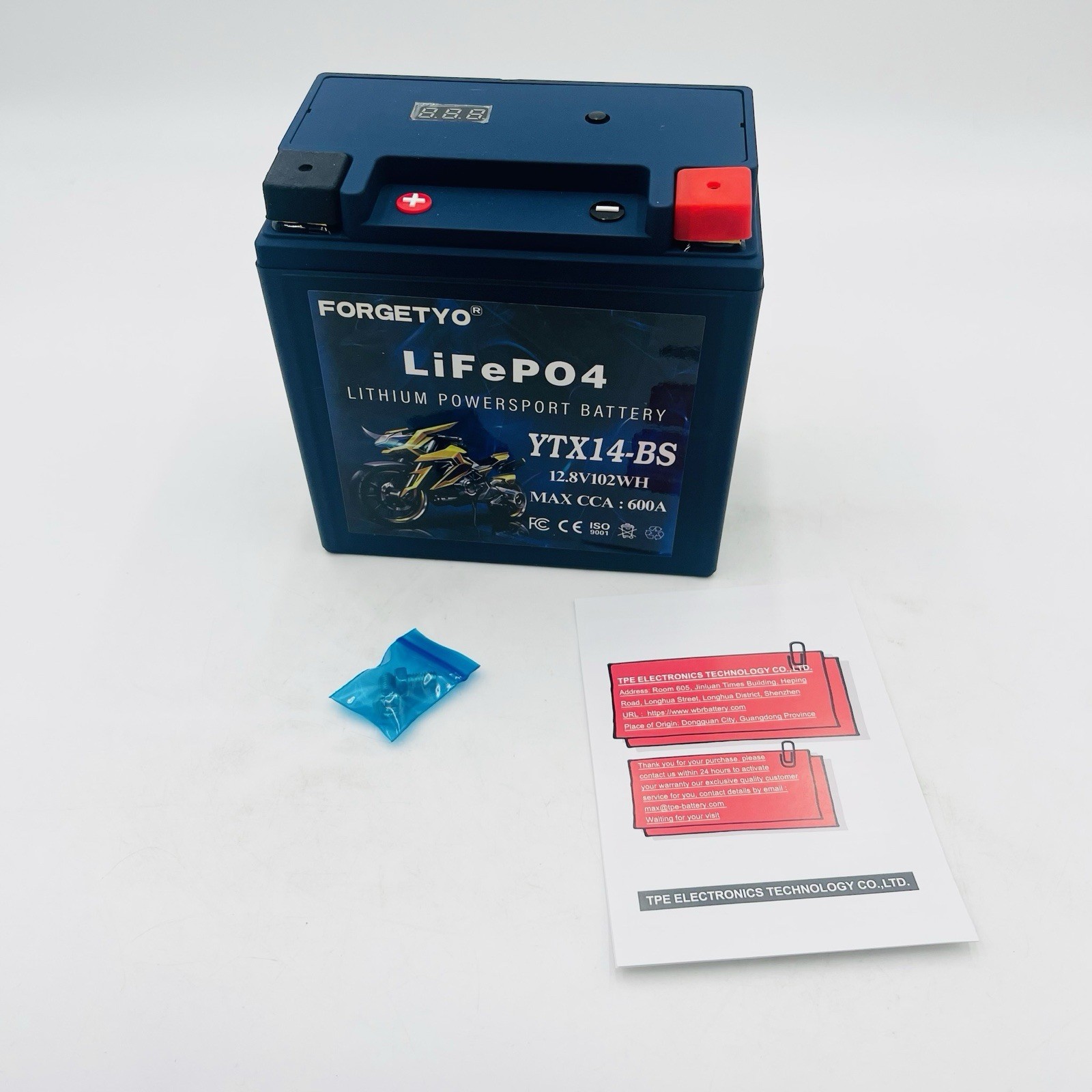 Lithium Motorcycle Battery, ATV Battery 12V 8AH 600CCA Compatible with YTX14-BS