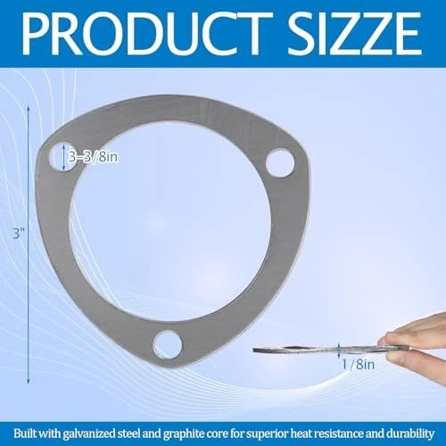 2 Pcs Universal Exhaust Gasket 3 Bolt 3 Inch Header Gasket for Header Flange