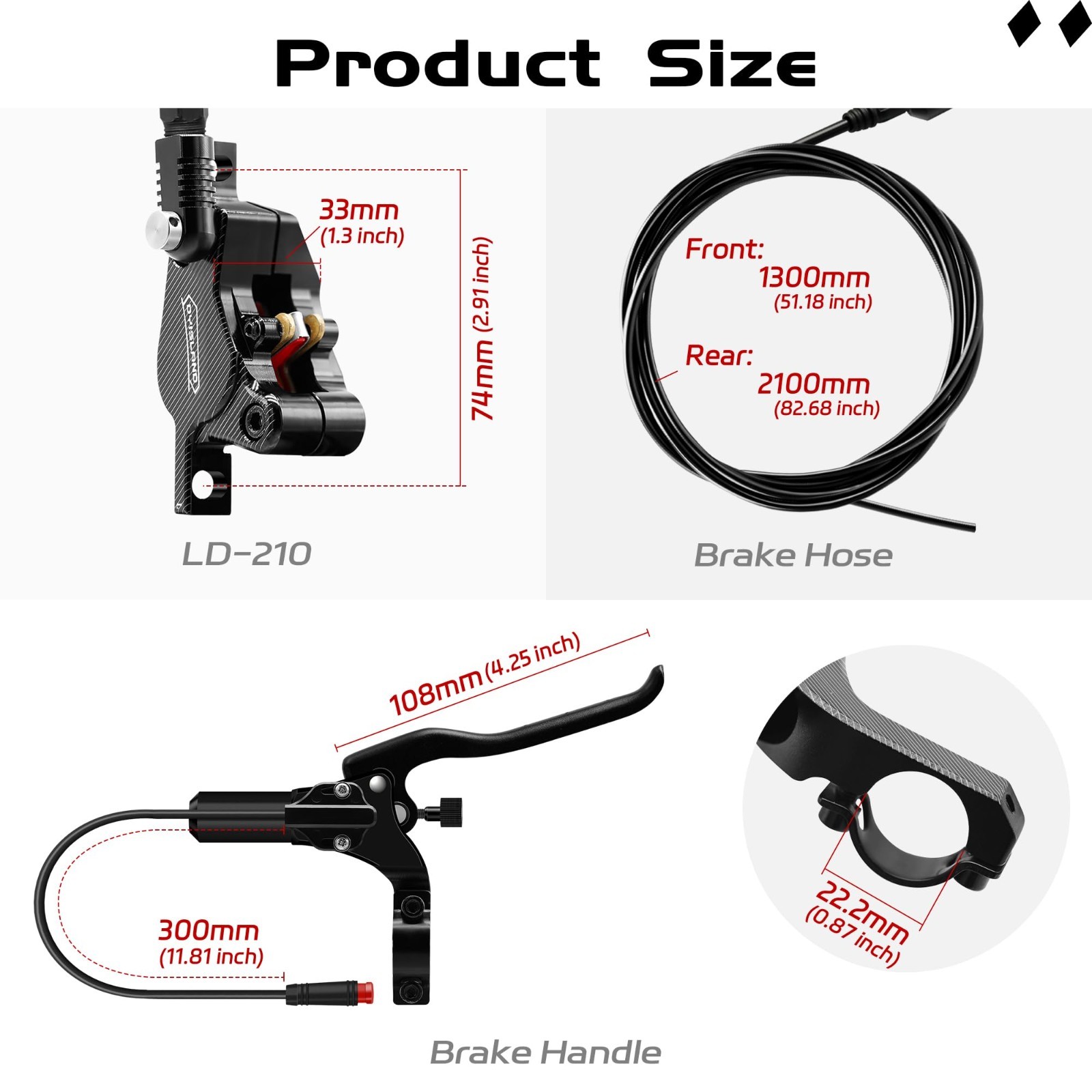 Electric Scooter Hydraulic Disc Brake Set – 2-PIN Power-Off Brake Kit for E-Scoo