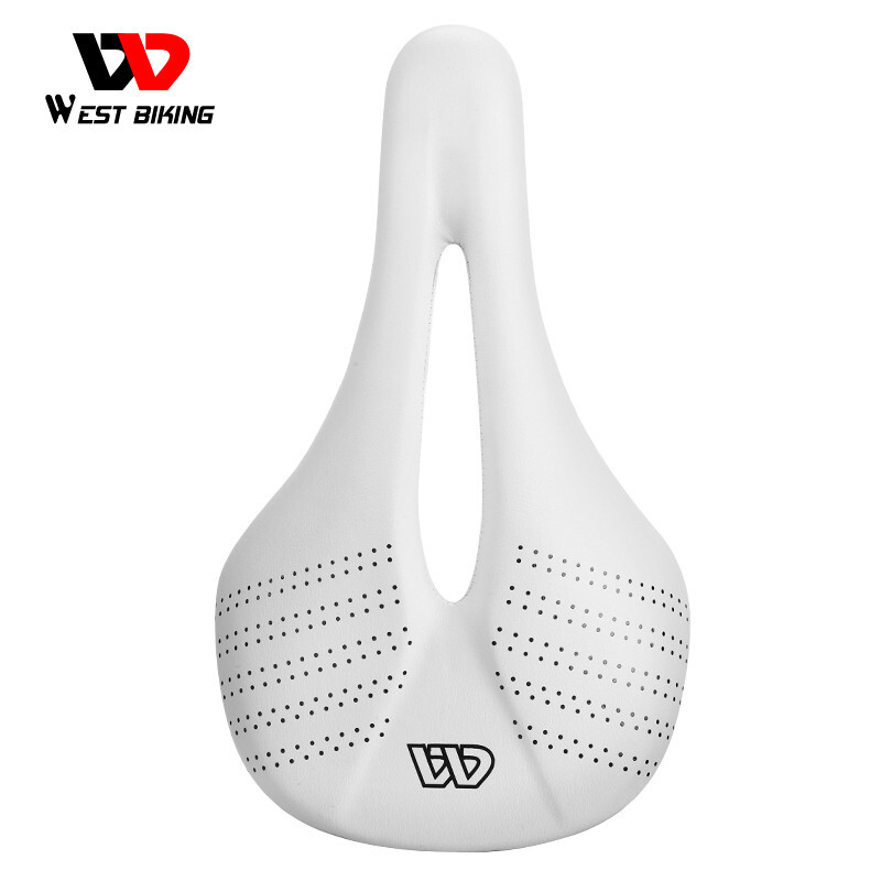 WEST BIKING PVC Leather Carbon Fiber Bike Saddle Bicycle Saddle Cushion White