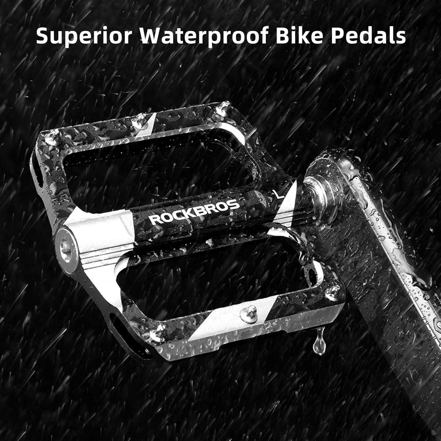 Rock BROS Mountain Bike Pedals Flat Bicycle MTB Pedals 9/16 Lightweight Road Bik
