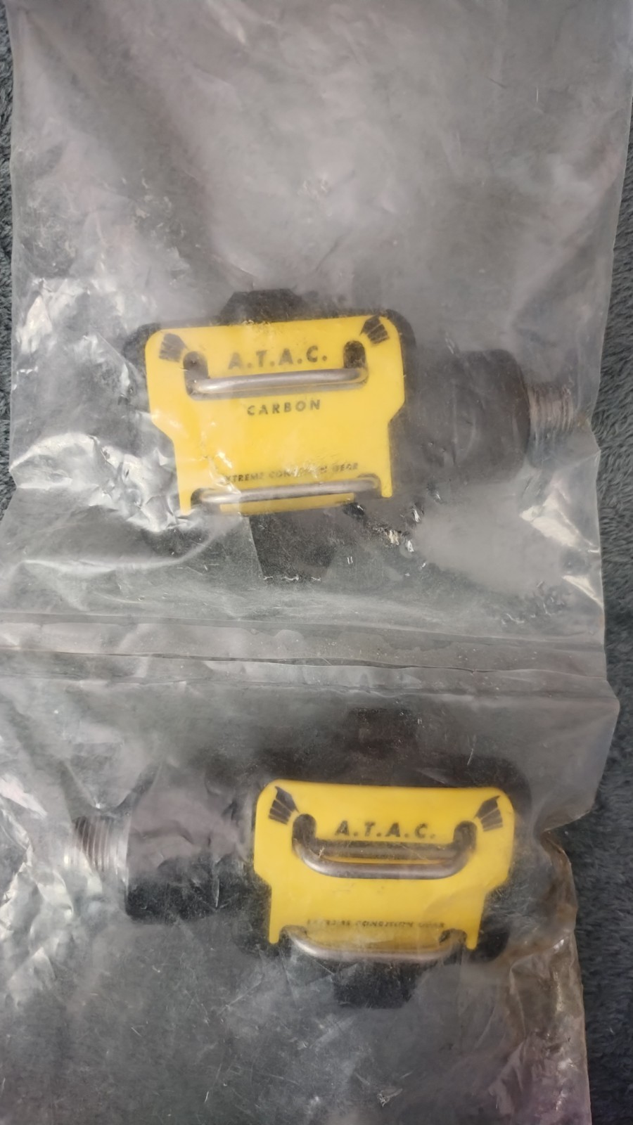 Vintage NOS Time ATAC Carbon EC Clipless Pedals with Cleats and Reflectors