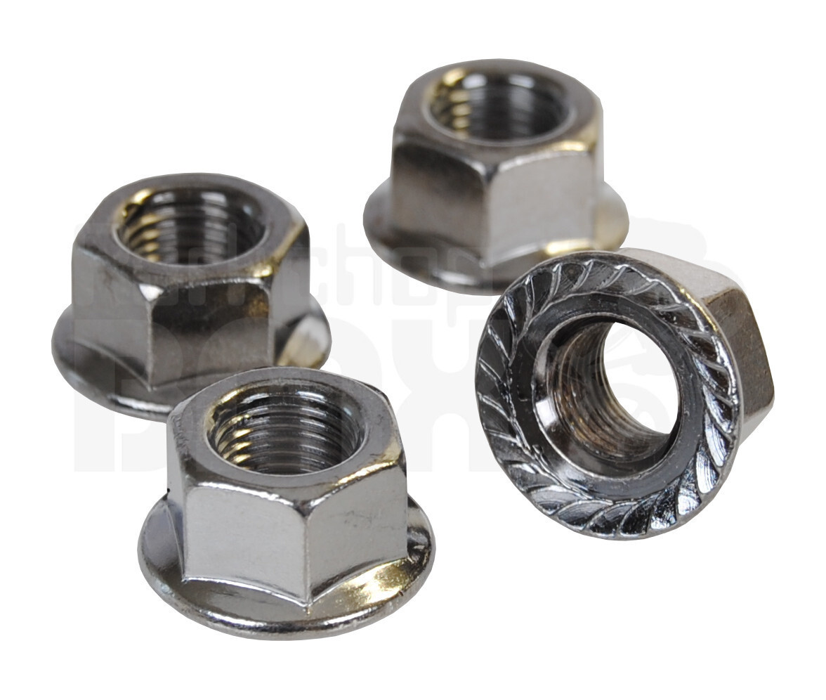 Flanged BMX bicycle axle nut 3/8″ X 26T – SET OF 4 – SILVER