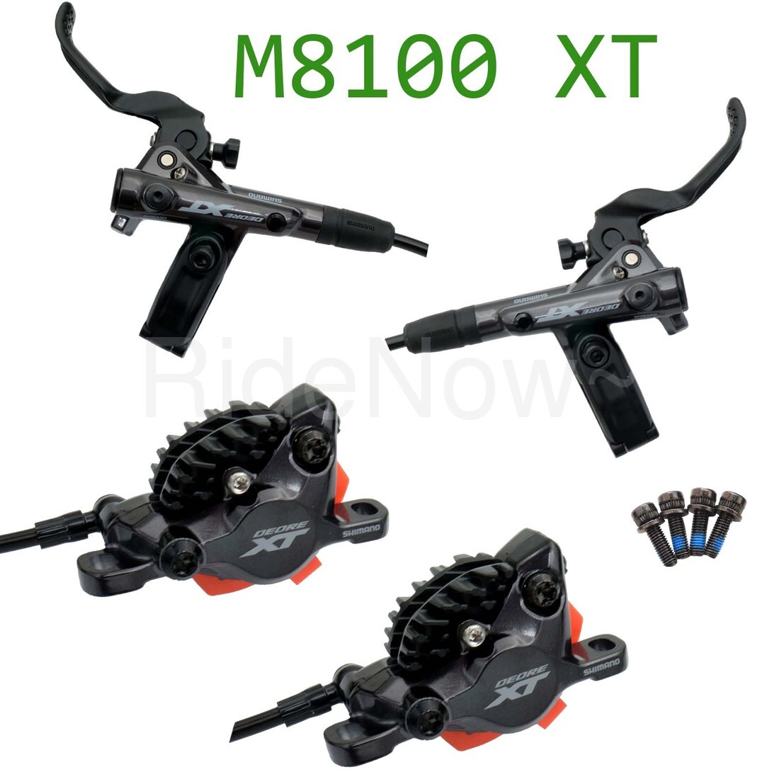 Shimano XT BL/BR-M8100 Front+Rear MTB Disc Brake Set, 900mm/1600mm, I-Spec EV