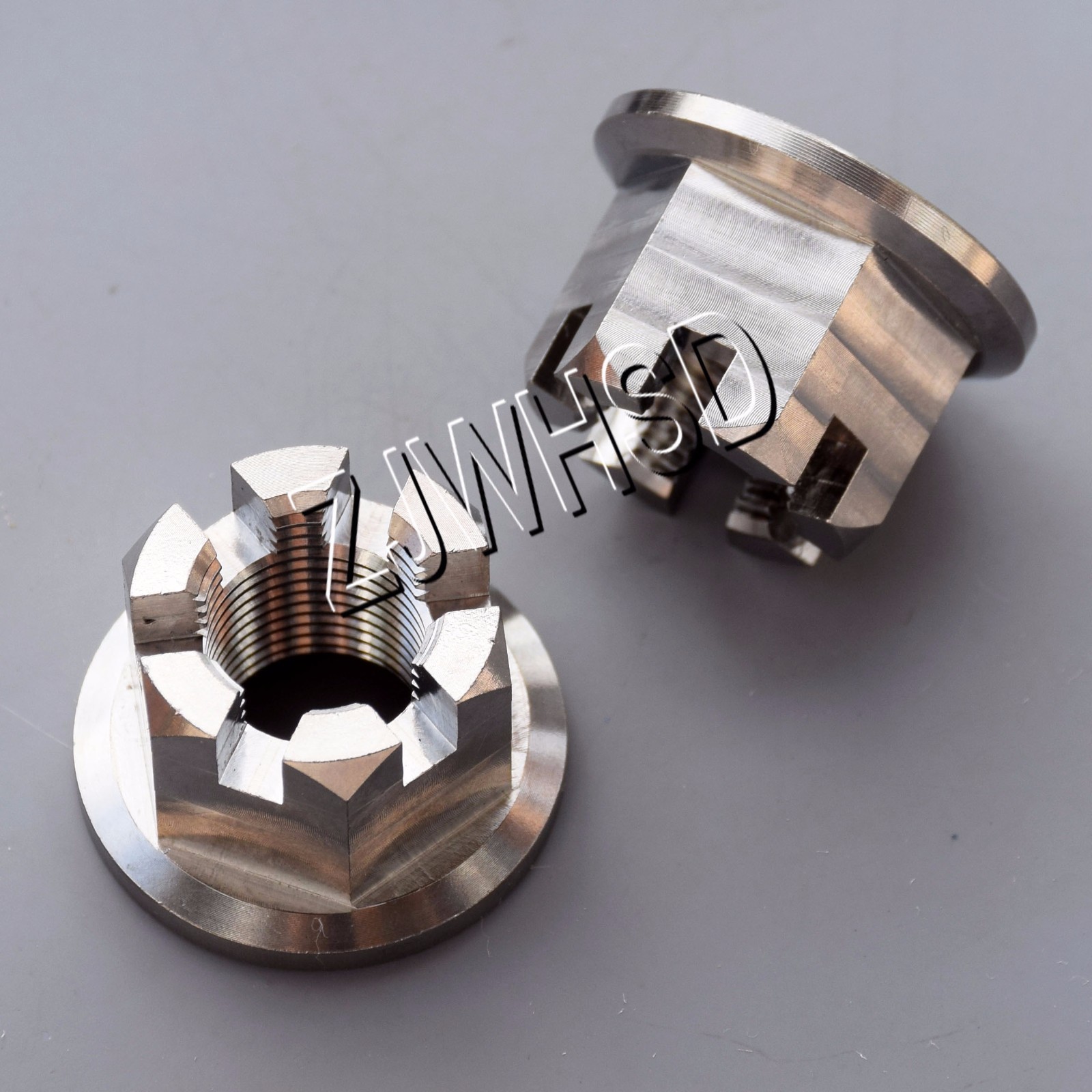 2pcs M14 x 1.5 Titanium Ti Hex Flange Slot Castle Crown Nut for Wheel Axle Hub