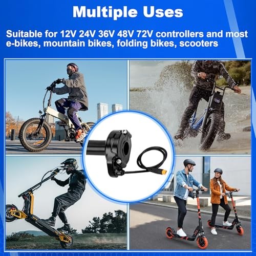 Ebike Full Twist Throttle, 3 Pin Surron Style Ebike Throttle Kit 12V-72V,