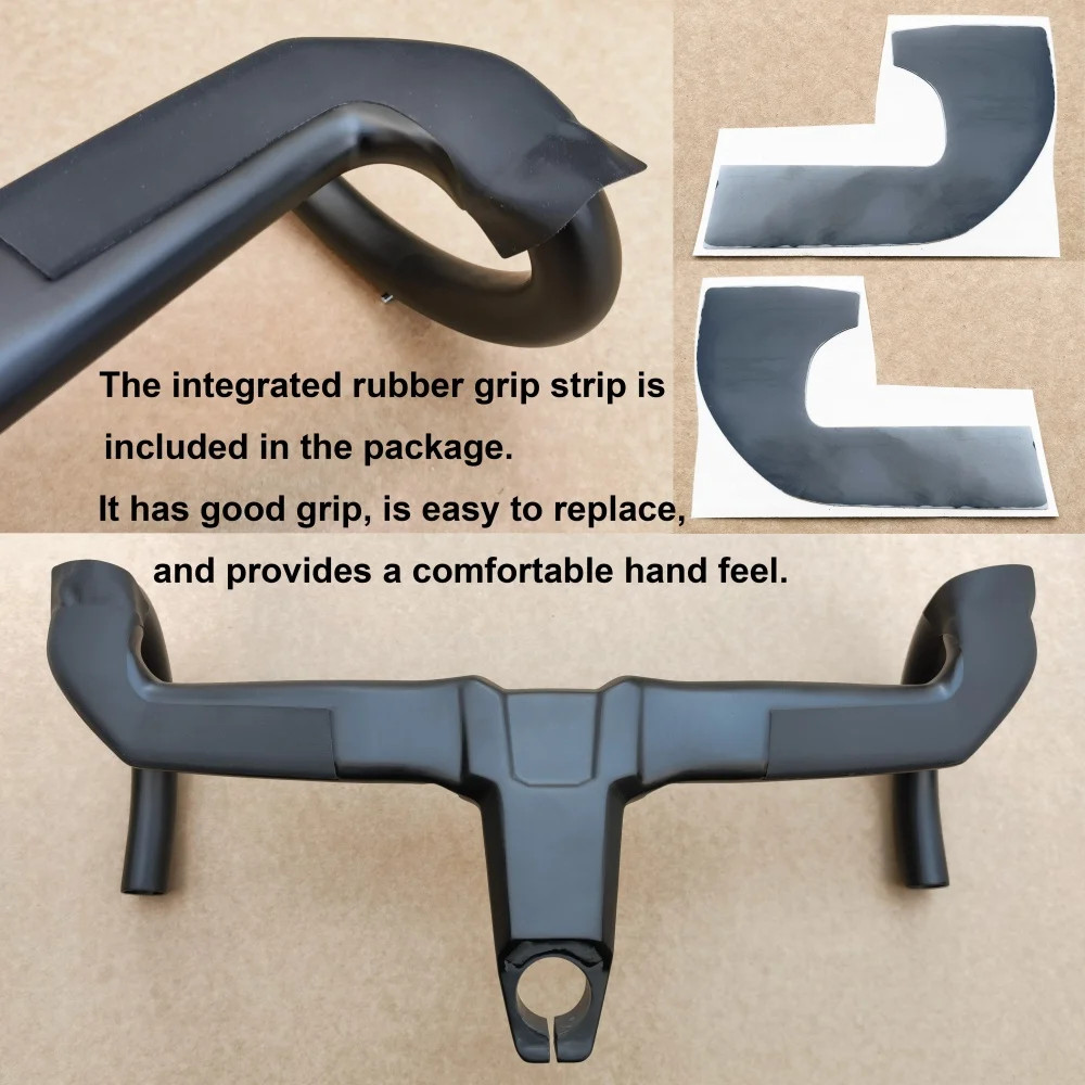 Road Bike Carbon Integrated Handlebar 28.6/31.8mm with Spacers Internal Cables