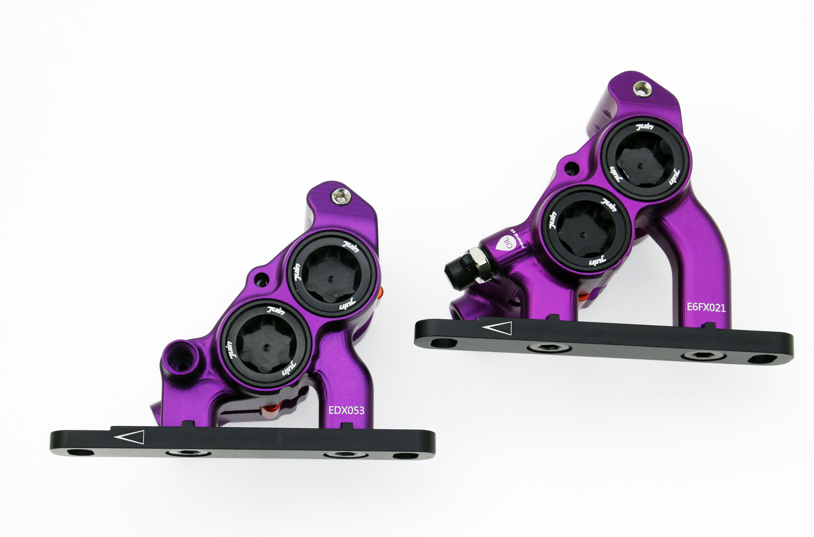 Purple Juin Tech ETF 4 Piston Flat Mount Brakes For Shimano Mineral Oil 160/140