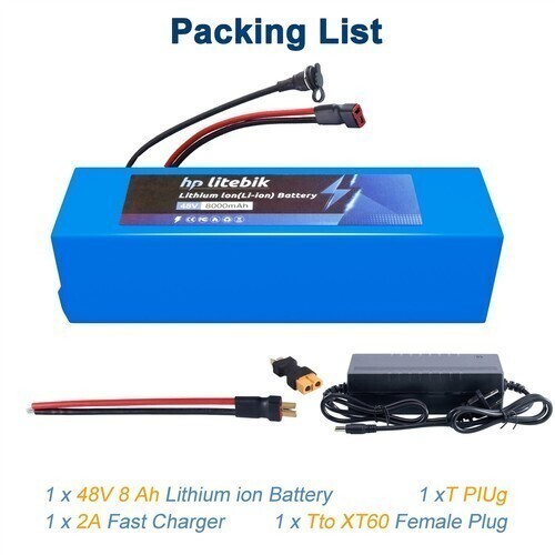 48V 8Ah Lithium Ebike Battery Pack for 250W~1000W Electric Bicycle Motor 30A BMS