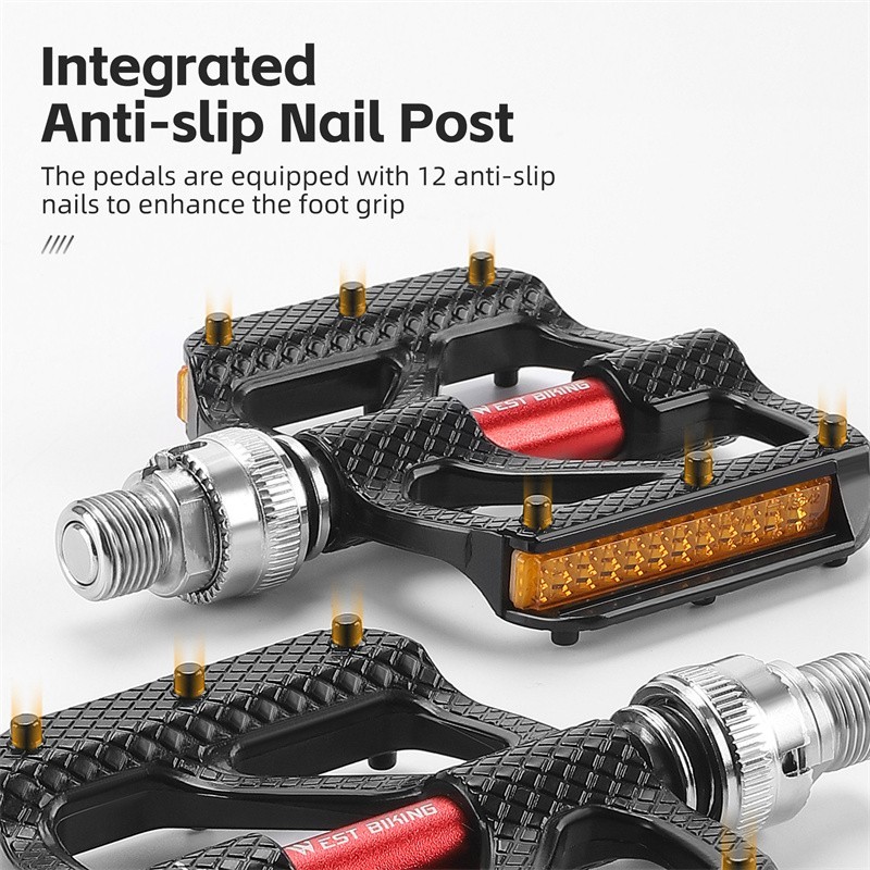 WEST BIKING Quick Release 3 Bearings Reflective Folding Bike Pedals a Pair
