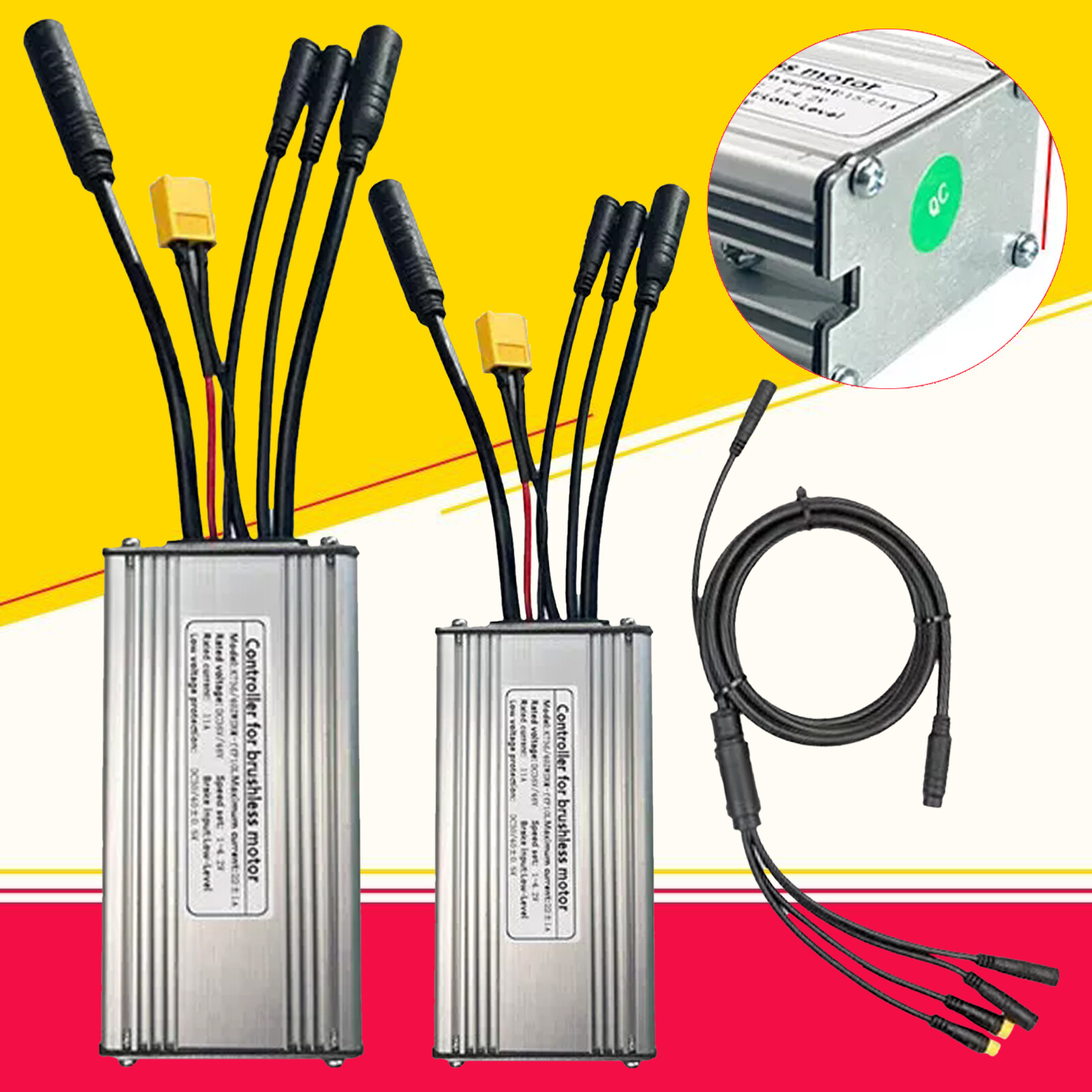 22A Squarewave DC 36V/48V 500W Waterproof 9 Mosfets Brushless E-bike Controller