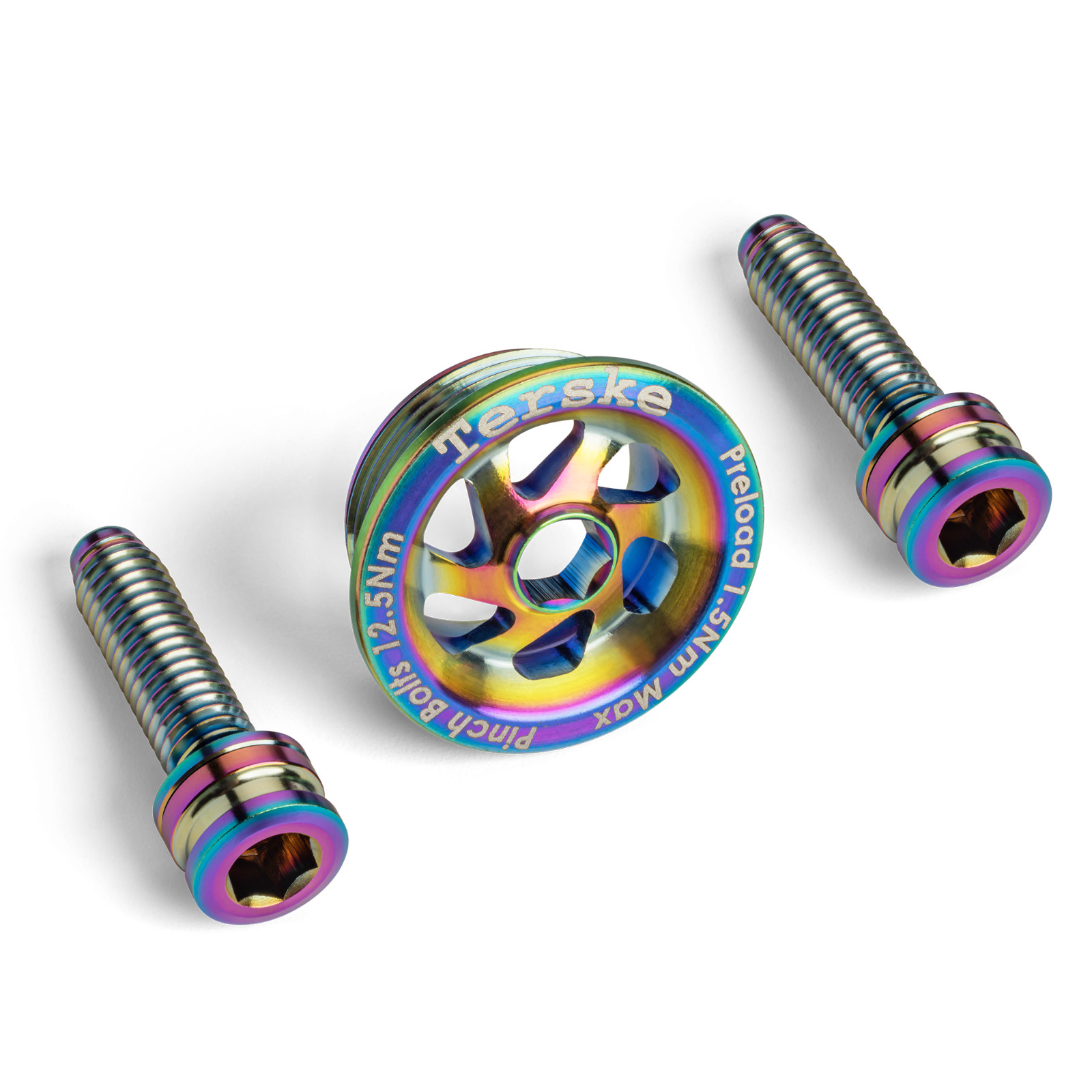 Oil Slick Titanium Preload Cap and Bolt Set for Shimano Hollowtech II Cranks
