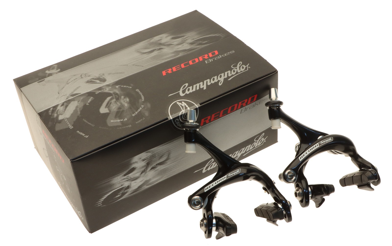 Campagnolo Record Titanium Brake Calipers Pair Rim 2004 BR4-RED Black NOS NEW
