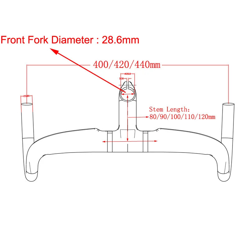 400/420/440mm Full Carbon Integrated Road Bicycle Handlebar Bent Bars with Stem