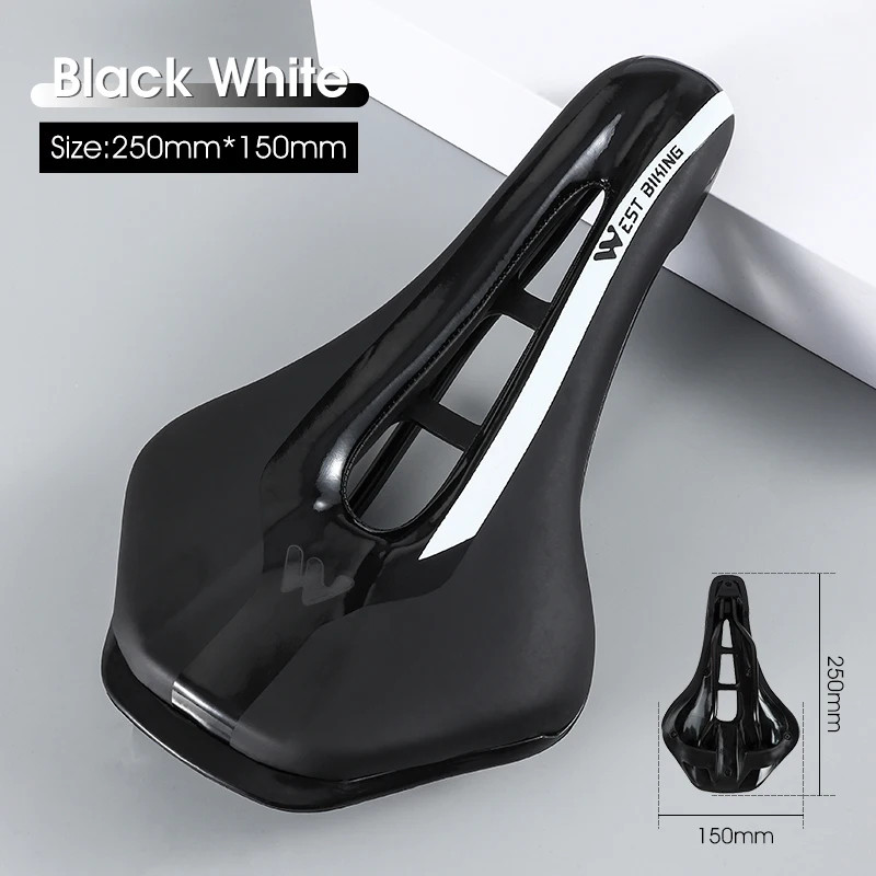 WEST BIKING Road Bike Saddle Short Nose PU Leather Hollow Ergonomic Cushion