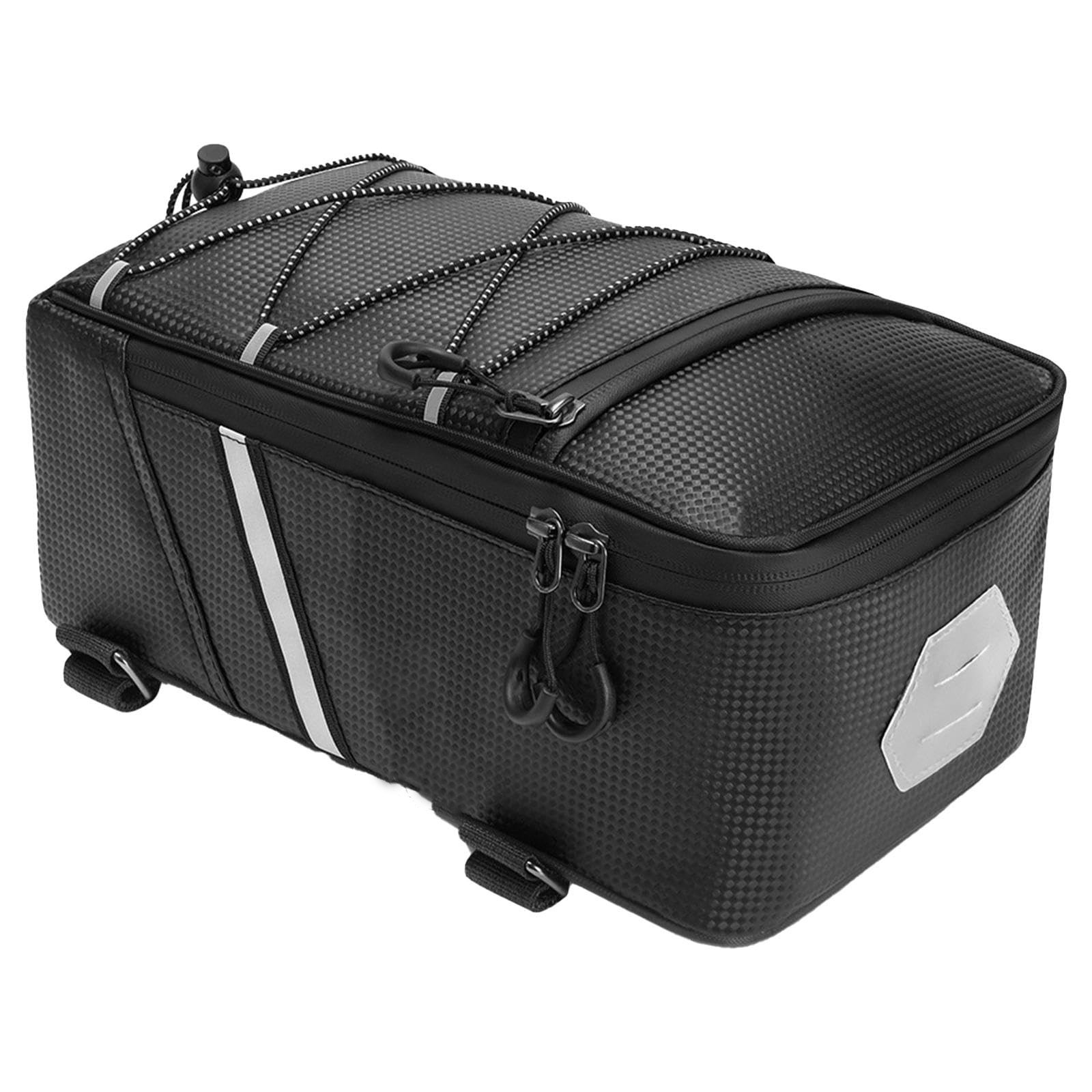 PU Leather Bike Rear Bag 30×17.5×15.5cm 8L Storage for Tools Snacks Clothing