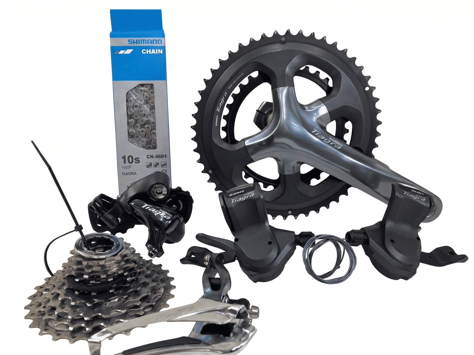 Shimano Tiagra 4700 2×10 Flat Bar Groupset FC-4700 SL-4700 Complete Used Cleaned