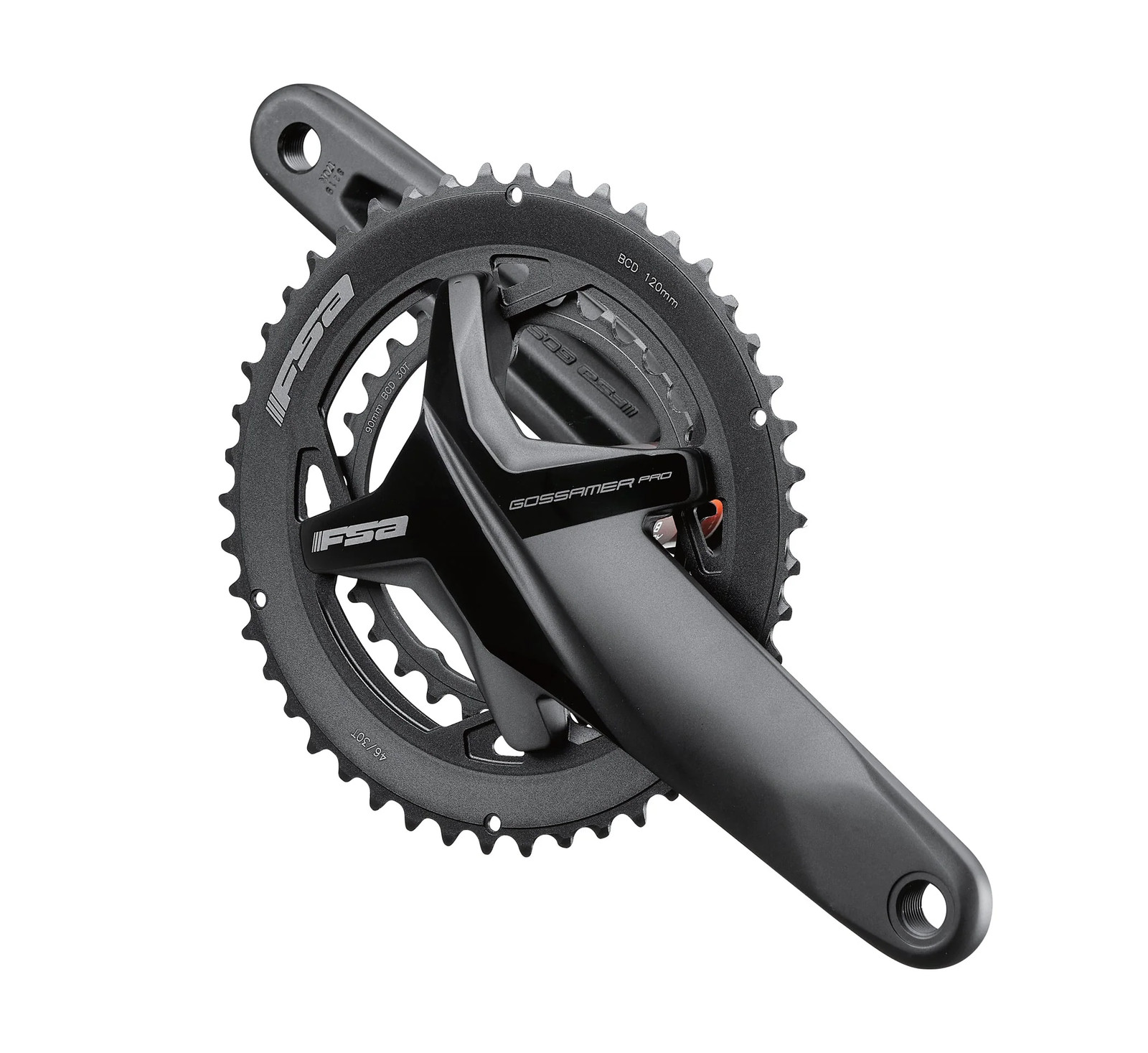 FSA Gossamer Pro Crankset 2x 46/30T 175mm 120/90BCD BB386EVO Black