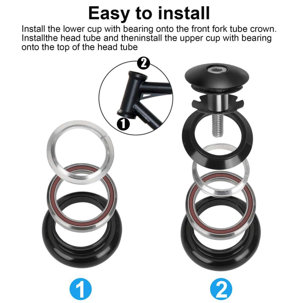 34mm Headset 1-1/8″ Threadless MTB Road Bike Sealed External Bearings Headset US