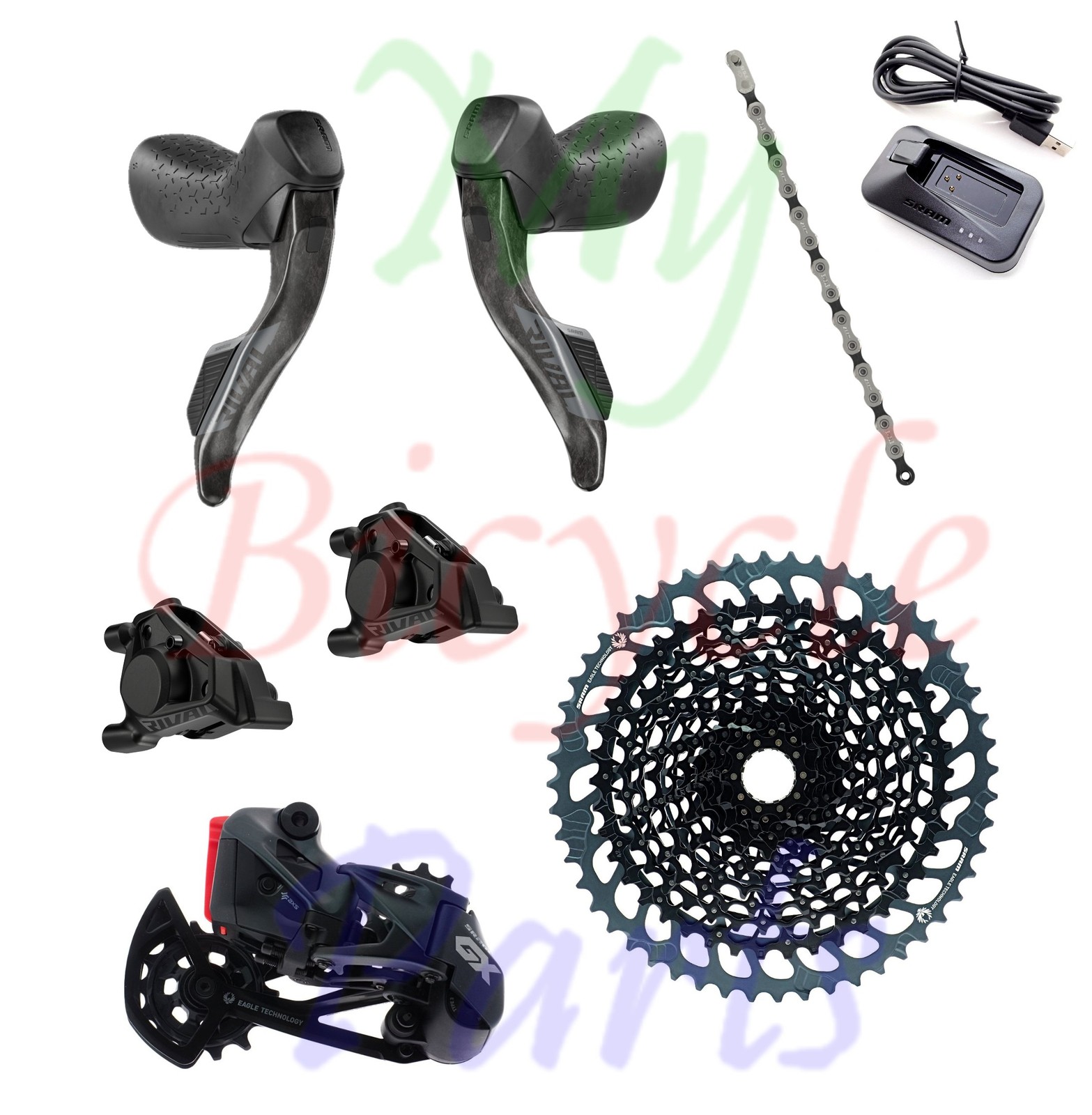 SRAM Rival AXS E1 1×12 Shifter + GX eagle RD/CN/CS 10-52T Groupset READ