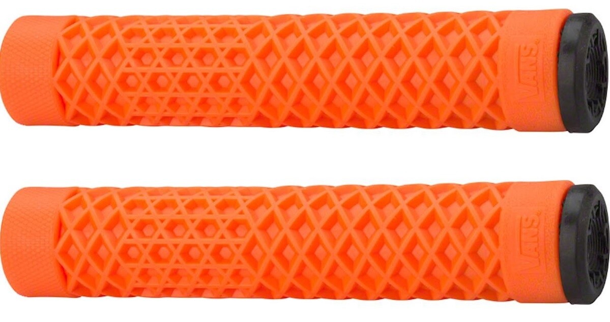 Cult Vans open end BMX flangeless bicycle grips with bar ends 150mm ORANGE