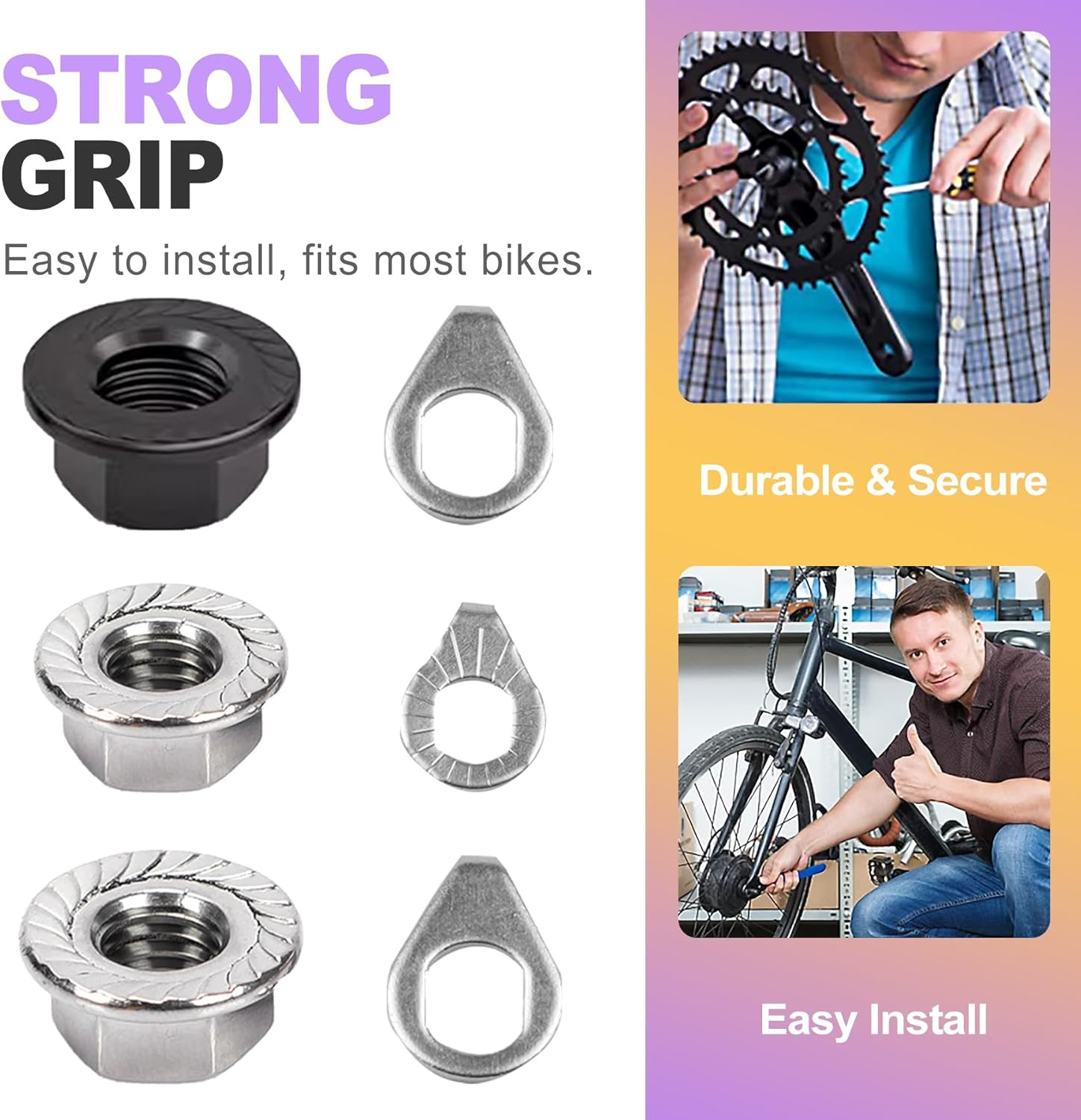 24 PCS Bike Axle Nut and Washer Kit – M8 M9.5 M10 Bicycle Replacement Parts – Mo