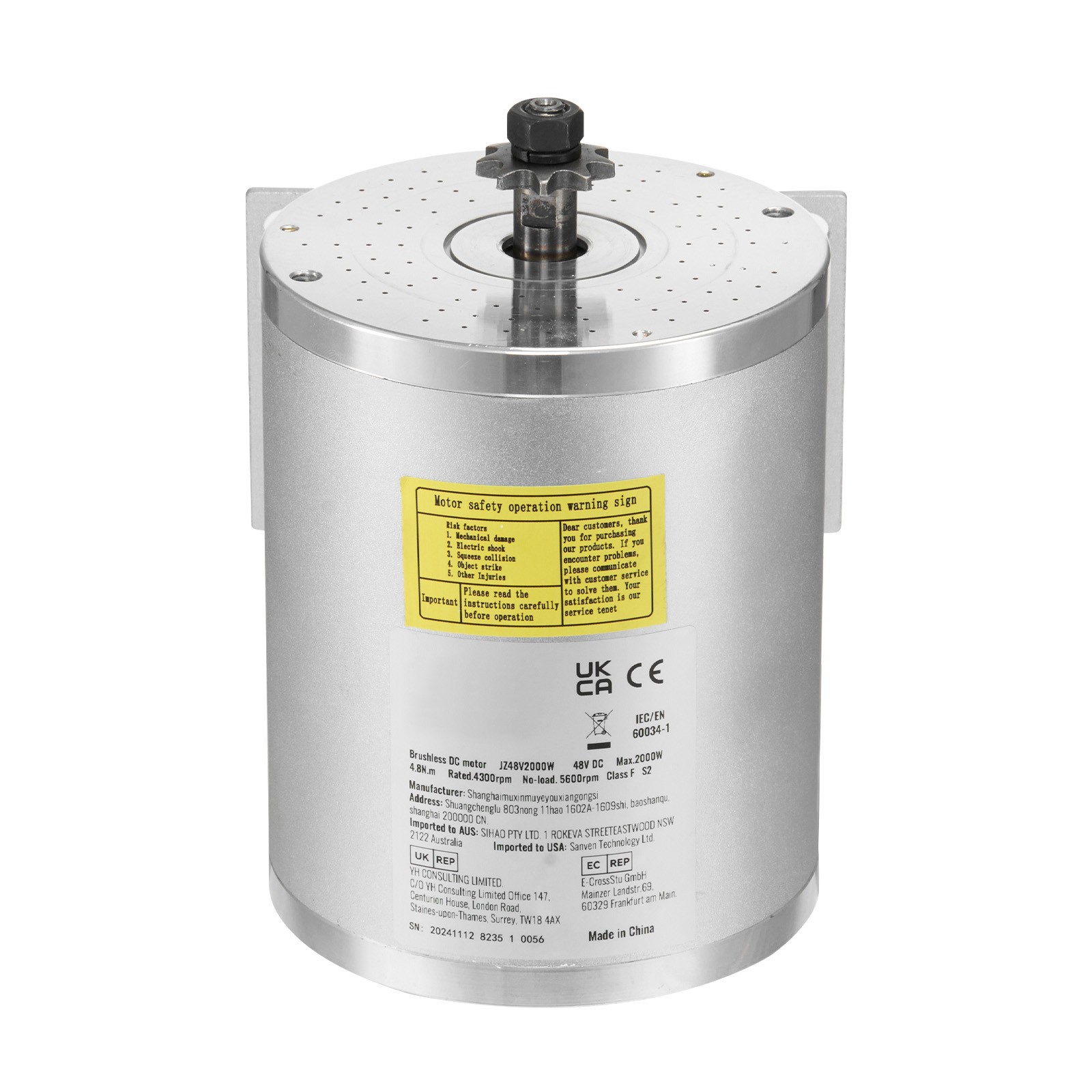 2000W Electric Brushless DC Motor Kit 48V 4300rpm Motor with Upgraded Controller
