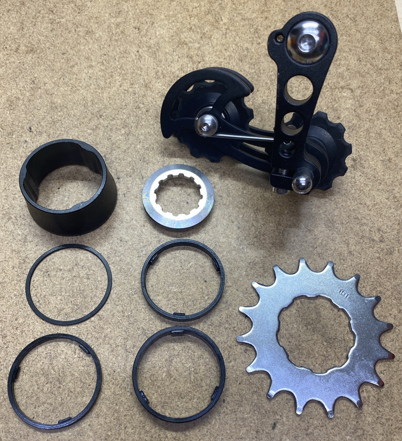 Single Speed Conversion Kit Used 16t 3/32 Cog With Spacers For HG W/ Tensioner