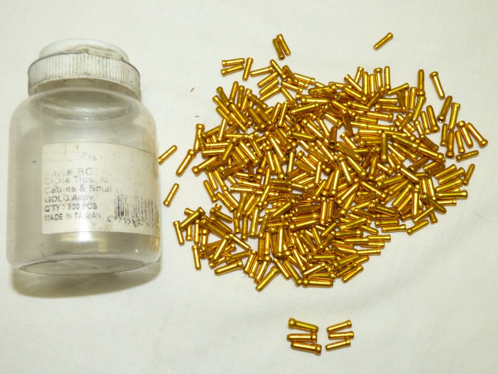 Lot of Jagwire 1.8mm & 2.5 to 3mm Gold Aluminum Bike Cable Tips End Caps Crimps
