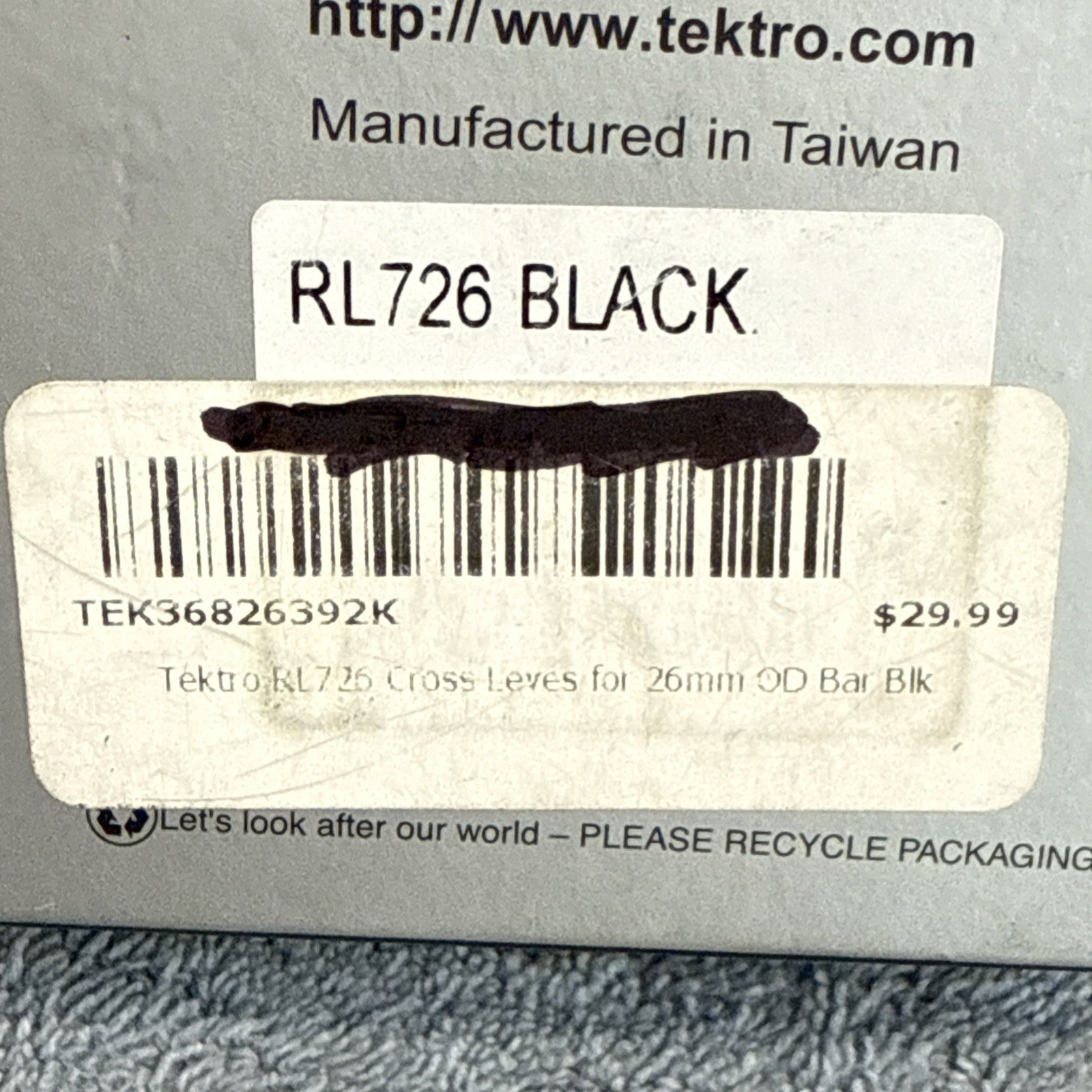 Tektro RL726 Cross Levers – 26mm Clamp Diameter, Pair, Gloss Black [ftl]