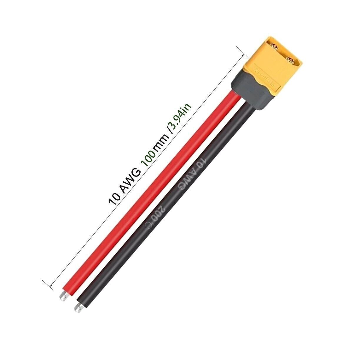 10AWG 100mm XT60 Parallel Pigtail Wire Cable Male Connector Ebike Li-Ion Battery