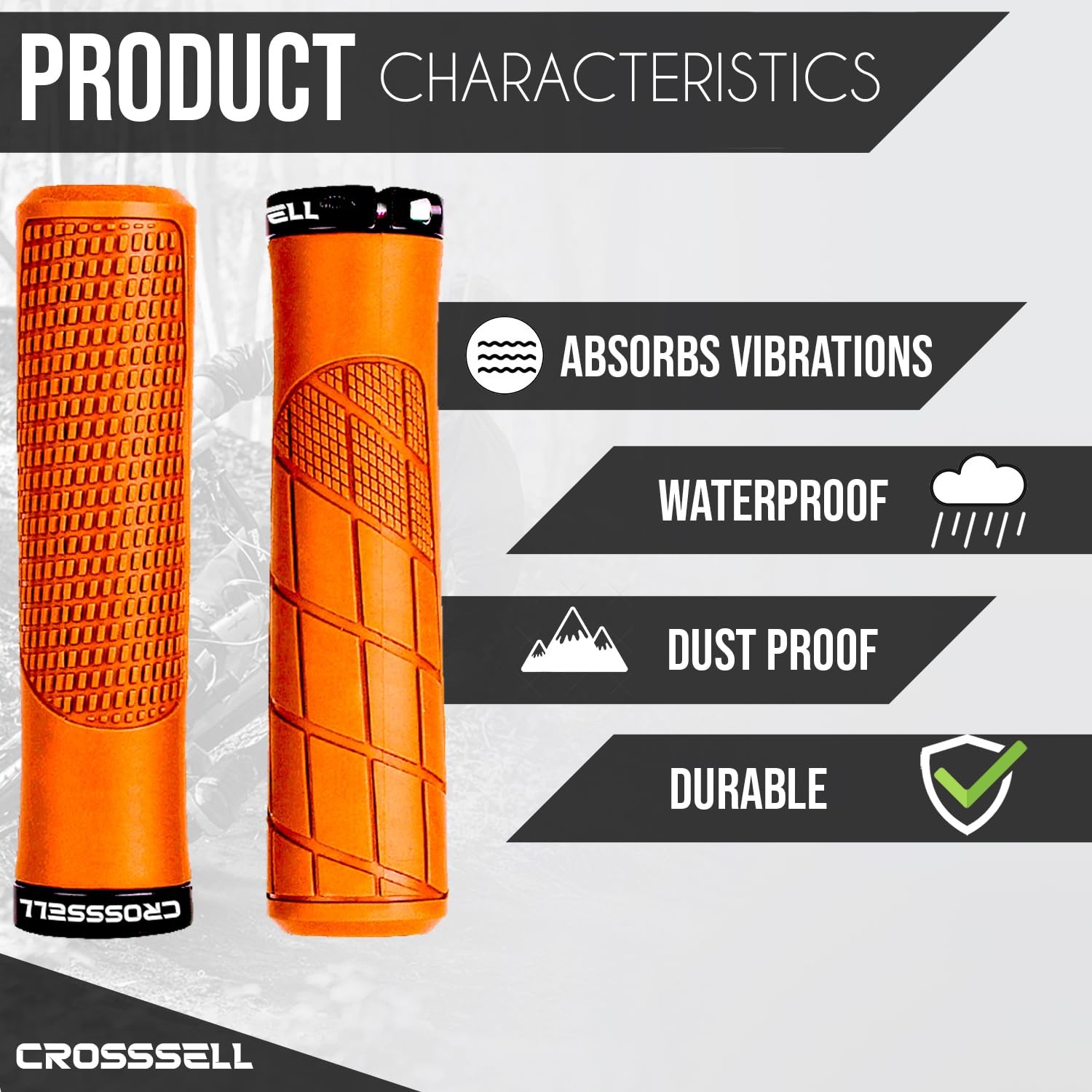CROSSSELL MTB Grips – Lock-on Bike Handlebar for Standard, Orange
