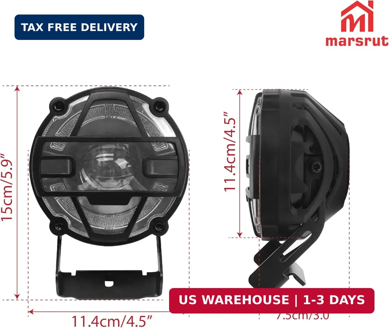 Marsrut EBike Headlight, E Bike Front Light for 3 Pin Electric Bike Bicycle, Wat