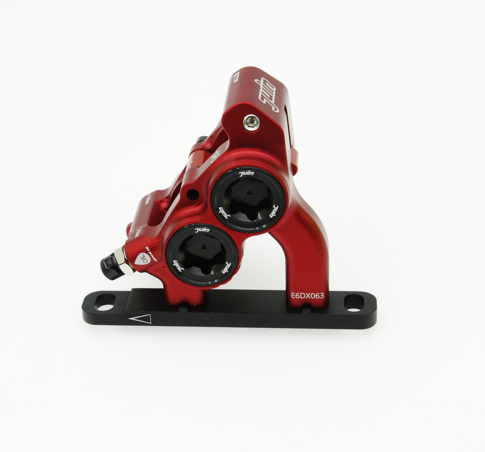 Red Juin Tech ETF 4-Piston Flat Mount Brakes For Shimano Mineral Oil 160mm Set